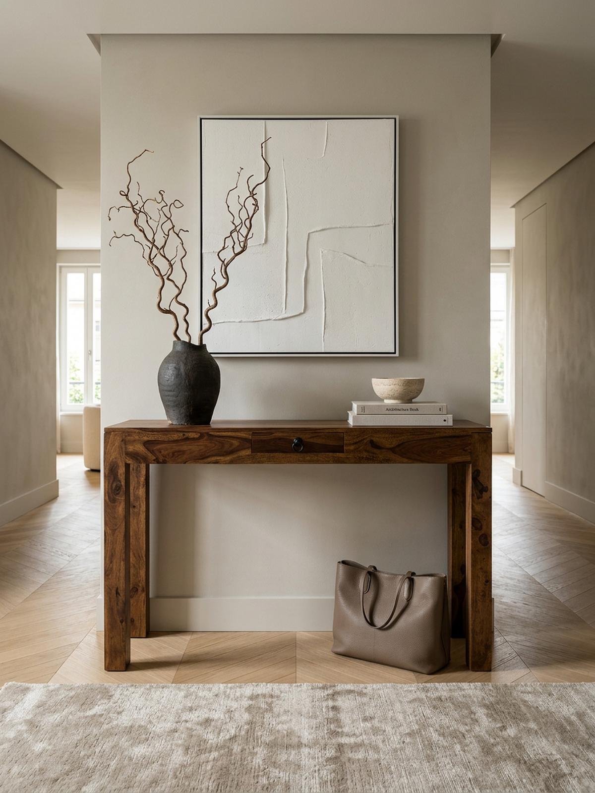 KONSOLENTISCH Akazienholz Schublade Landhausstil NAKO, Braun 120x40x70 cm - Braun, Holz/Metall (40/120/70cm) - KADIMA DESIGN