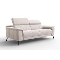 SOFA FIERO 3-Sitzer, Beiger Veloursstoff - Beige/Schwarz, Holz/Textil (212/82/103cm) - Courtois Laville