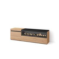 LOWBOARD mit Elektrokamin, Eiche, Schwarz, 150/35/45cm - Eichefarben, Holzwerkstoff (150/45/35cm) - Skraut Home
