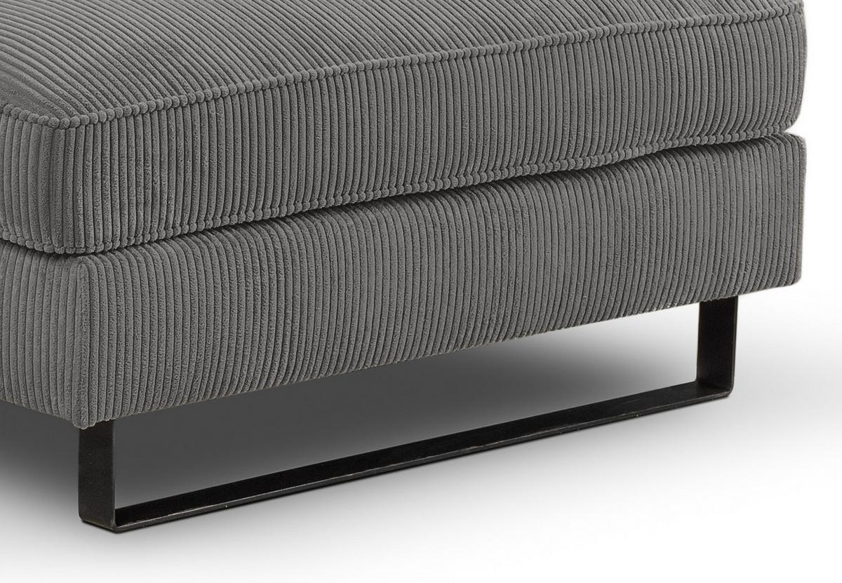 SOFA grau Cord 276 cm, Ecksofa 4-Sitzer, L-Sofa Ottomane rechts - Schwarz/Grau, Holz/Textil (276/183cm) - Inn.Furn