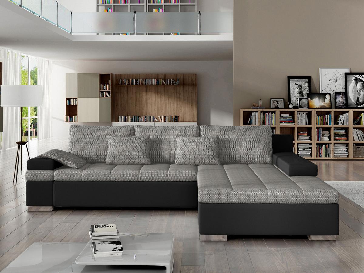 ECKSOFA Bangkok, Seite: Rechts - Silberfarben/Hellgrau, Holz/Textil (310/175cm) - MIRJAN24