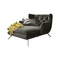 LONGSEAT CHAMRE Steingrau Velvet - Schwarz/Grau, Textil/Metall (130/95/160cm) - KAWOLA