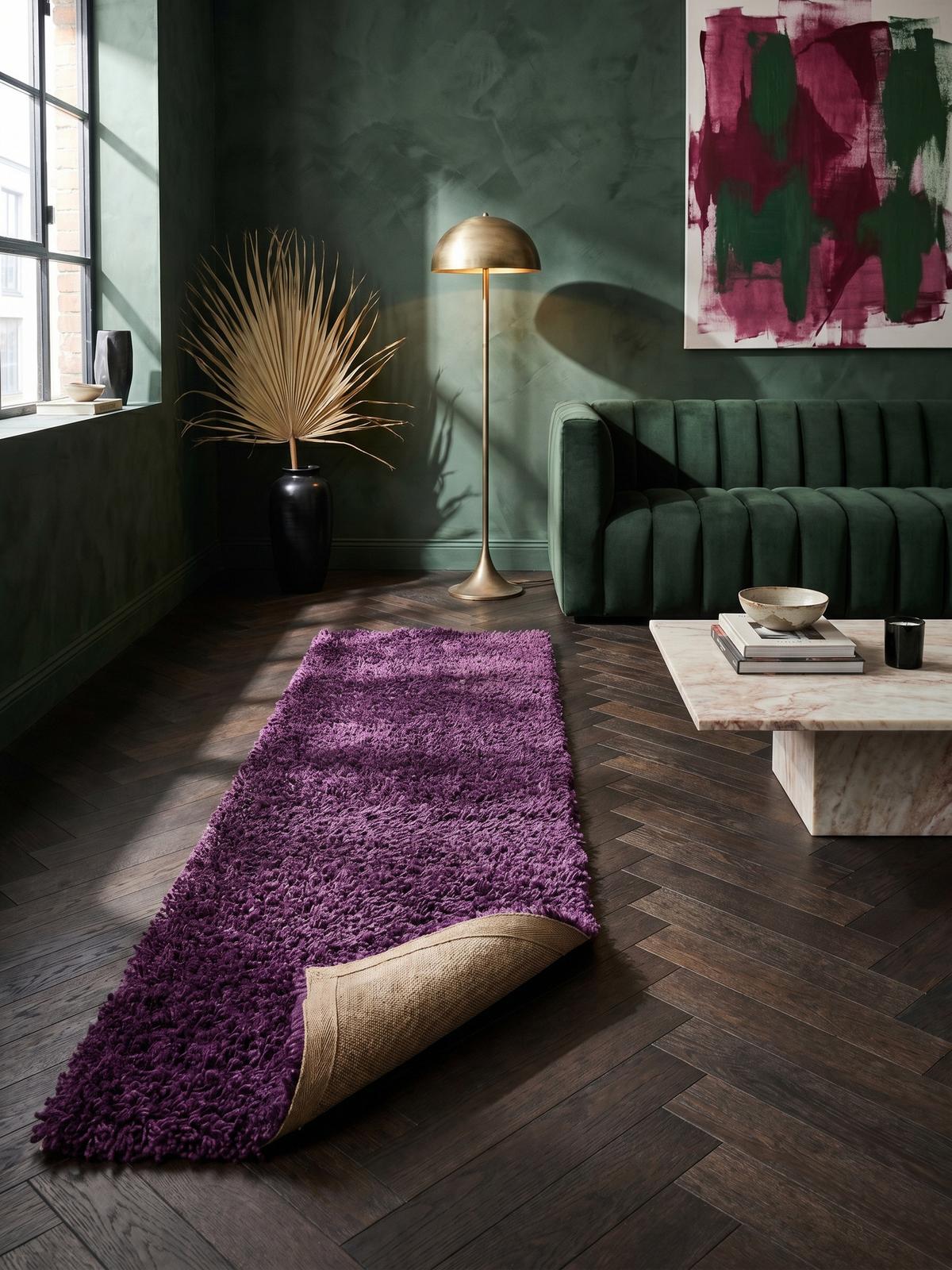 HOCHFLORTEPPICH RHEIN, einfarbig, aus Polypropylen, Violett, 80 x 250 cm - Lila, Textil (250/80cm) - KADIMA DESIGN