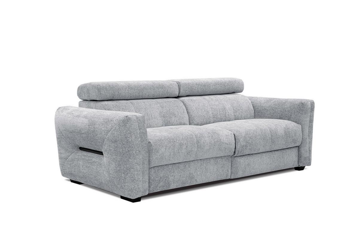 SOFA CALVERA 3-Sitzer mit 1 Relaxfunktion, hellgrau - Hellgrau, Holzwerkstoff/Textil (204/79/106cm) - Wozimo