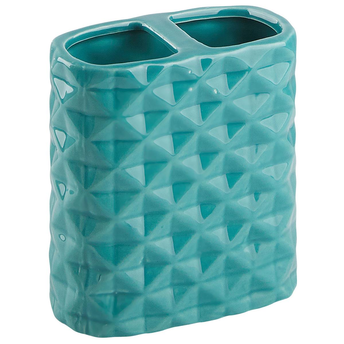 BADEZIMMER Set 4-teilig Keramik türkis Guatire - Blau, Stein (9/21/9cm) - Beliani