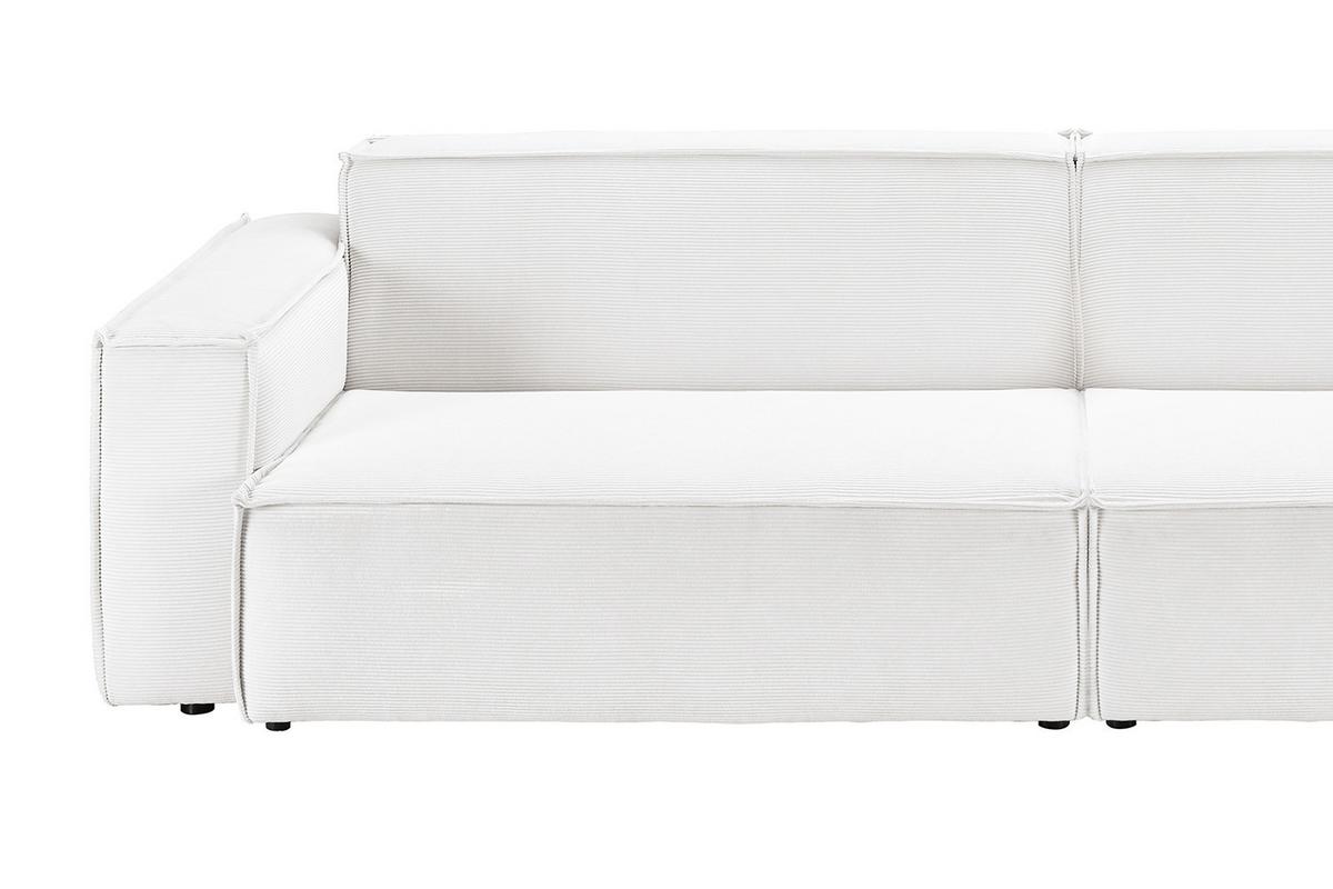 SOFA SAMU Weiß Cord - Schwarz/Weiß, Textil (266/72/106cm) - KAWOLA