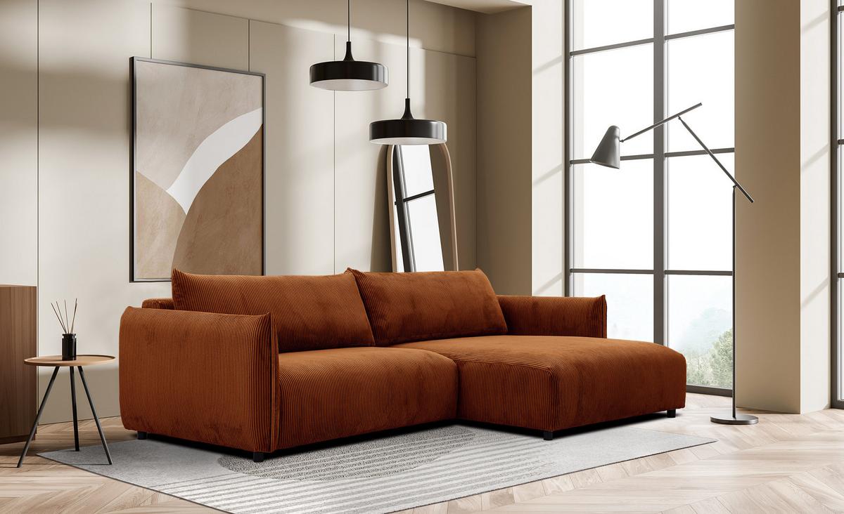 ECKSOFA TAUER 5-Sitzer, orange - Schwarz/Orange, Holzwerkstoff/Kunststoff (292/174cm) - Wozimo