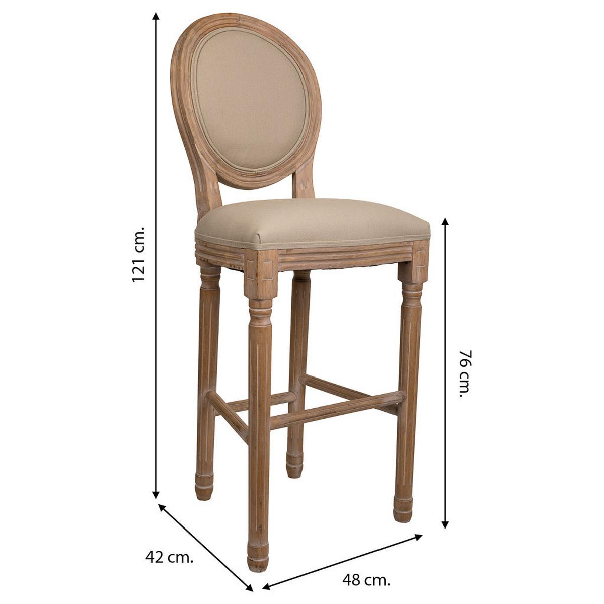 BARHOCKER auz Holz gepolsterter braun 48x42x76/121 cm - Braun, Naturmaterialien (48/121/42cm) - Wanderlust