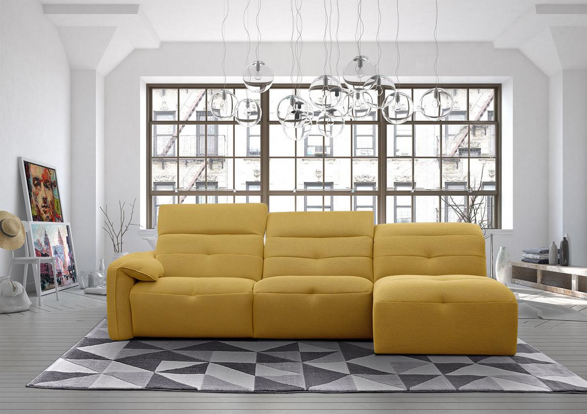 ECKSOFA TRENTO 4-Sitzer, gelb - Gelb/Schwarz, Holzwerkstoff/Kunststoff (262/165cm) - Wozimo