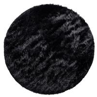 HOCHFLORTEPPICH, einfarbig, aus Polyester, Schwarz, Ø 120 cm - Schwarz, Textil (120/120cm) - KADIMA DESIGN