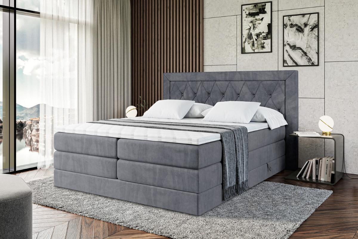 BOXSPRINGBETT NOEL KING - 140 x 200 - H3/H4 - Dunkelgrau - Dunkelgrau, Holzwerkstoff (140/200cm) - ALTDECOR