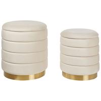 POUF 2er-Set Beige Garland - Beige/Goldfarben, Textil (40/44/40cm) - Beliani