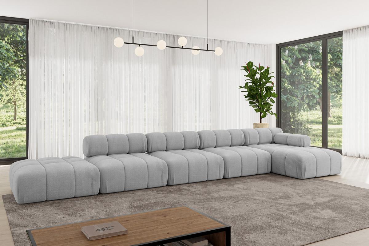 ECKSOFA modulares Sofa Lizur-L3 - 475x160x70 cm Hellgrau Velours - Hellgrau, Holzwerkstoff/Textil (475/160cm) - ALTDECOR