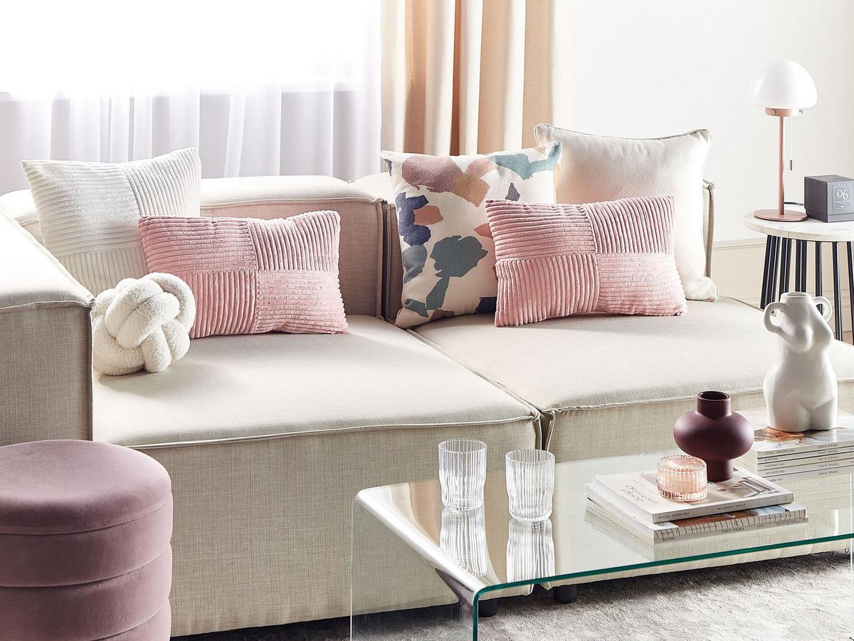 DEKOKISSEN CORD 2er-Set Rosa 43/43 cm Millet - Pink, Textil (43/43cm) - Beliani