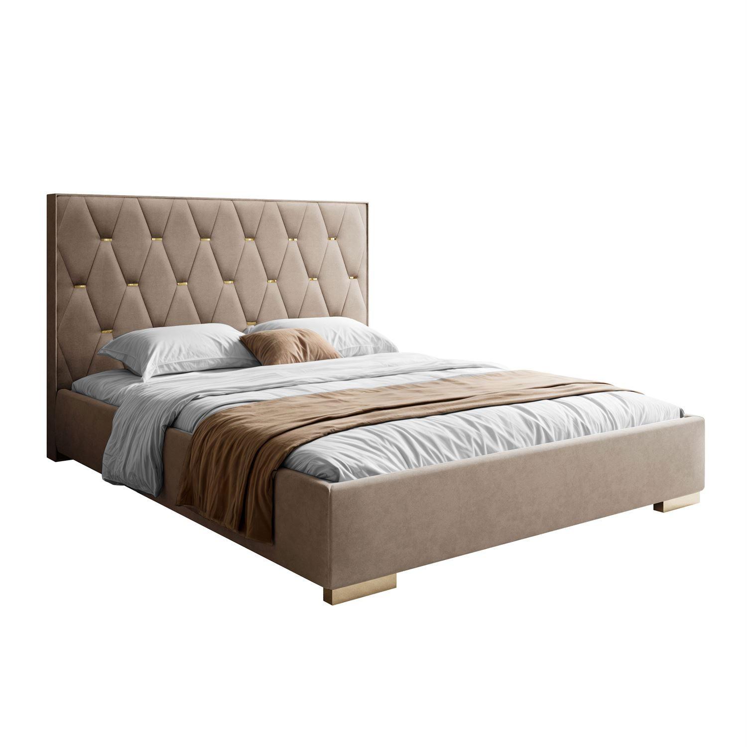 POLSTERBETT IZOLDA mit hohem Kopfteil 180x200 cm Royal Velvet 176 - Beige, Textil - Lookway
