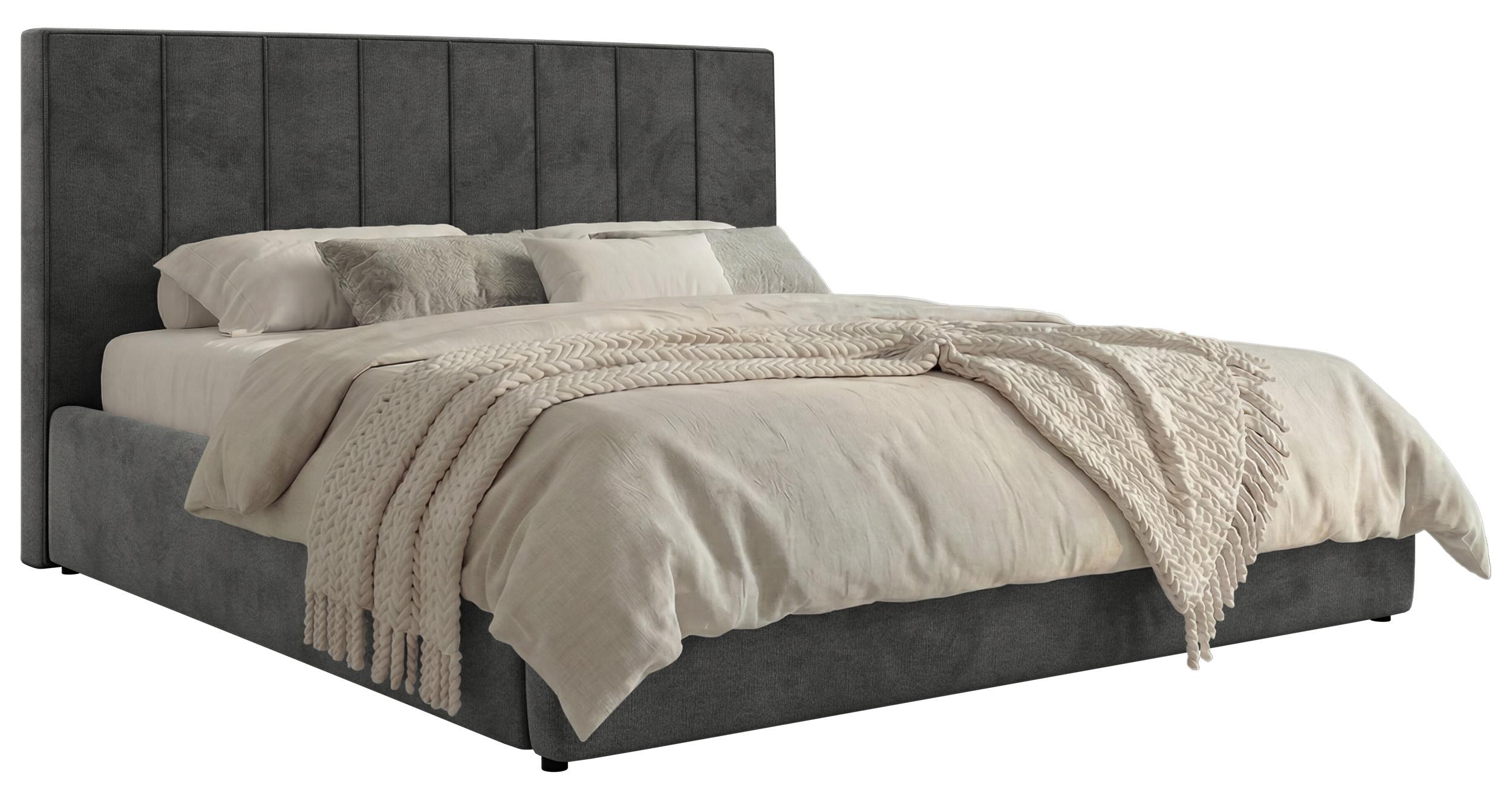 POLSTERBETT TENARDO CLASSIC 180/200 - Dunkelgrau Velvet - mit Pocket-Matratze - Dunkelgrau/Schwarz, Kunststoff/Textil (180/200cm) - MKS