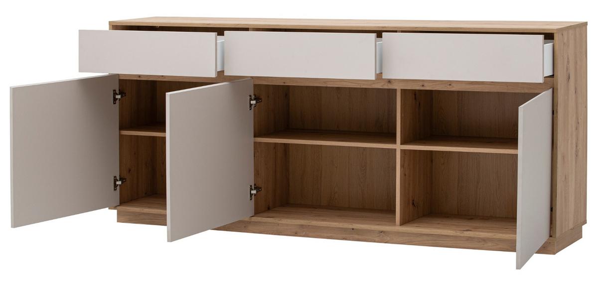 SIDEBOARD Kaschmir, Eiche Artisan 202 x 89 cm, Kommode mit Soft-Close - Kaschmir/Eiche Artisan, Holzwerkstoff/Metall (202/89/40cm) - Furn.Design