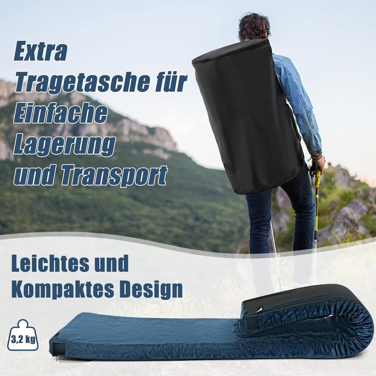 CAMPING MATTRESS Schwarz - Schwarz, Textil - COSTWAY