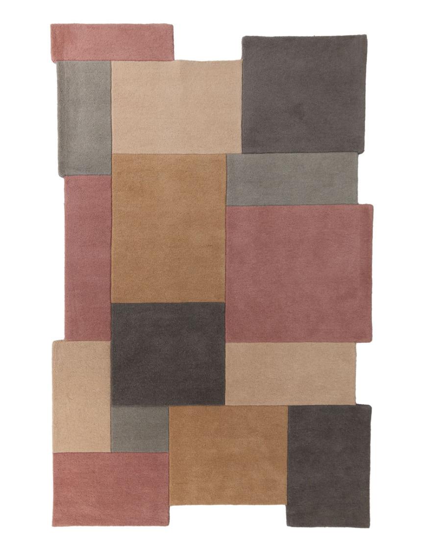 WOLLTEPPICH HALLEIN, geometrisch, Grau-Rosa, 150 x 240 cm - Rosa/Grau, Textil (240/150cm) - KADIMA DESIGN