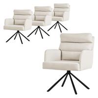 ESSZIMMERSTUHL 4er Set drehbar Beige Stoffbezug - Beige/Schwarz, Textil/Metall (64.5/93/64cm) - ML-DESIGN