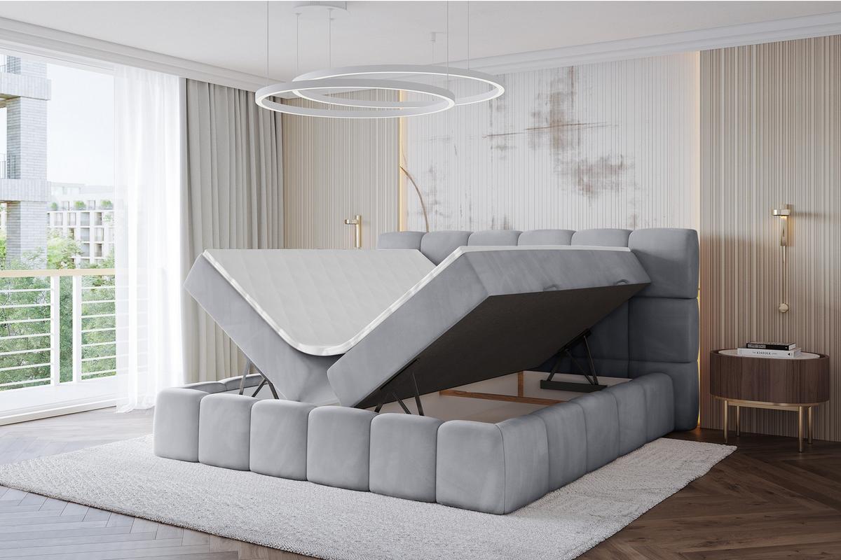 BOXBETT - AURI-H3 - 180x200 Grau Monolith - Hellgrau, Holzwerkstoff (180/200cm) - ALTDECOR