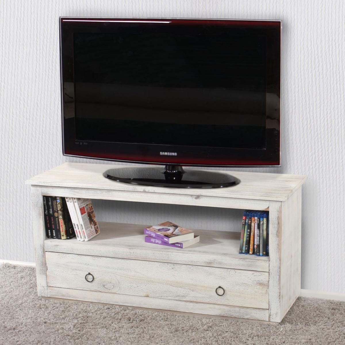 TV-RACK FERNSEHTISCH LOWBOARD Reinweiß - Weiß, Holz (110/53/39cm) - MCW
