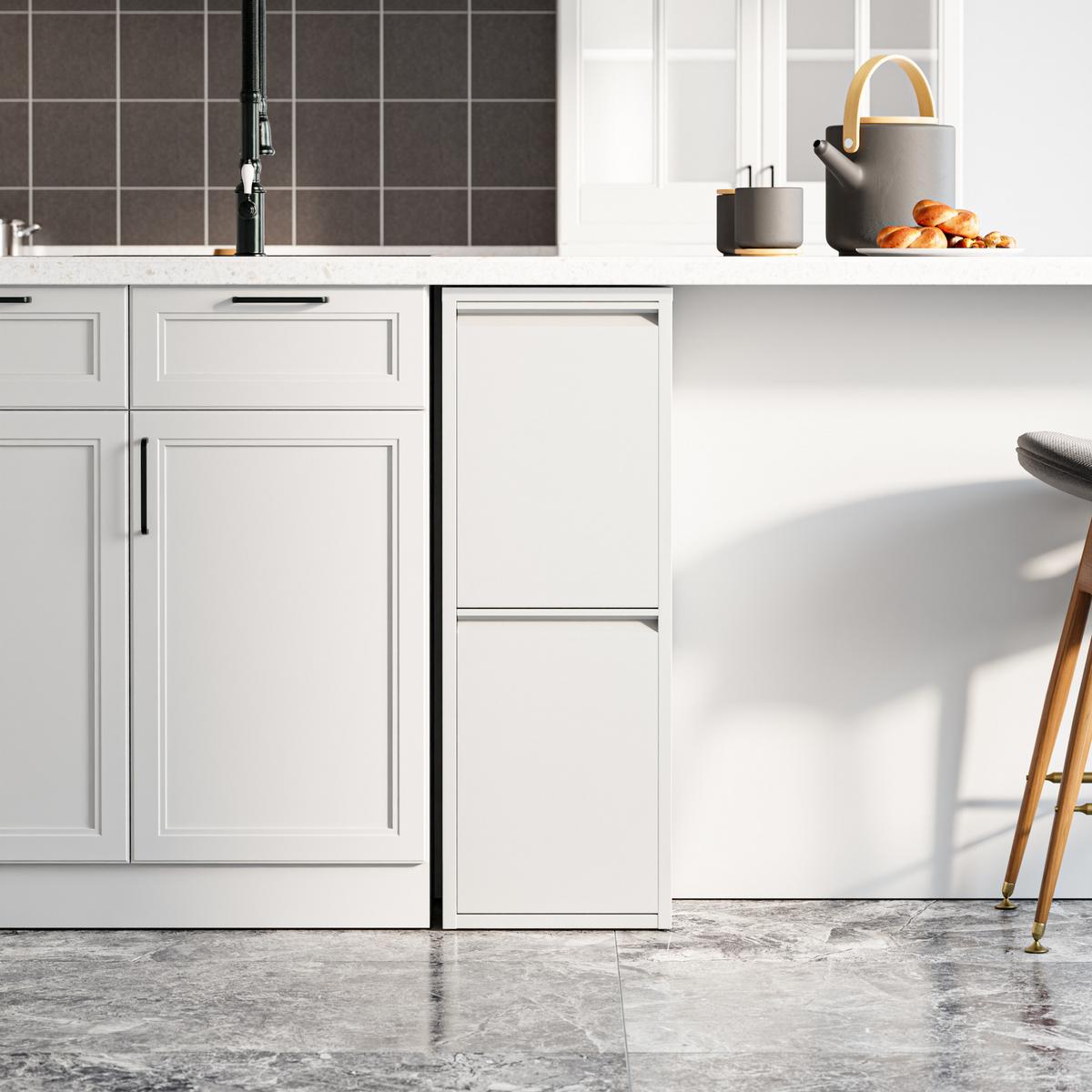 MÜLLTRENNSCHRANK Sollentuna - Weiß, Kunststoff/Metall (33/93/25cm) - [en.casa]