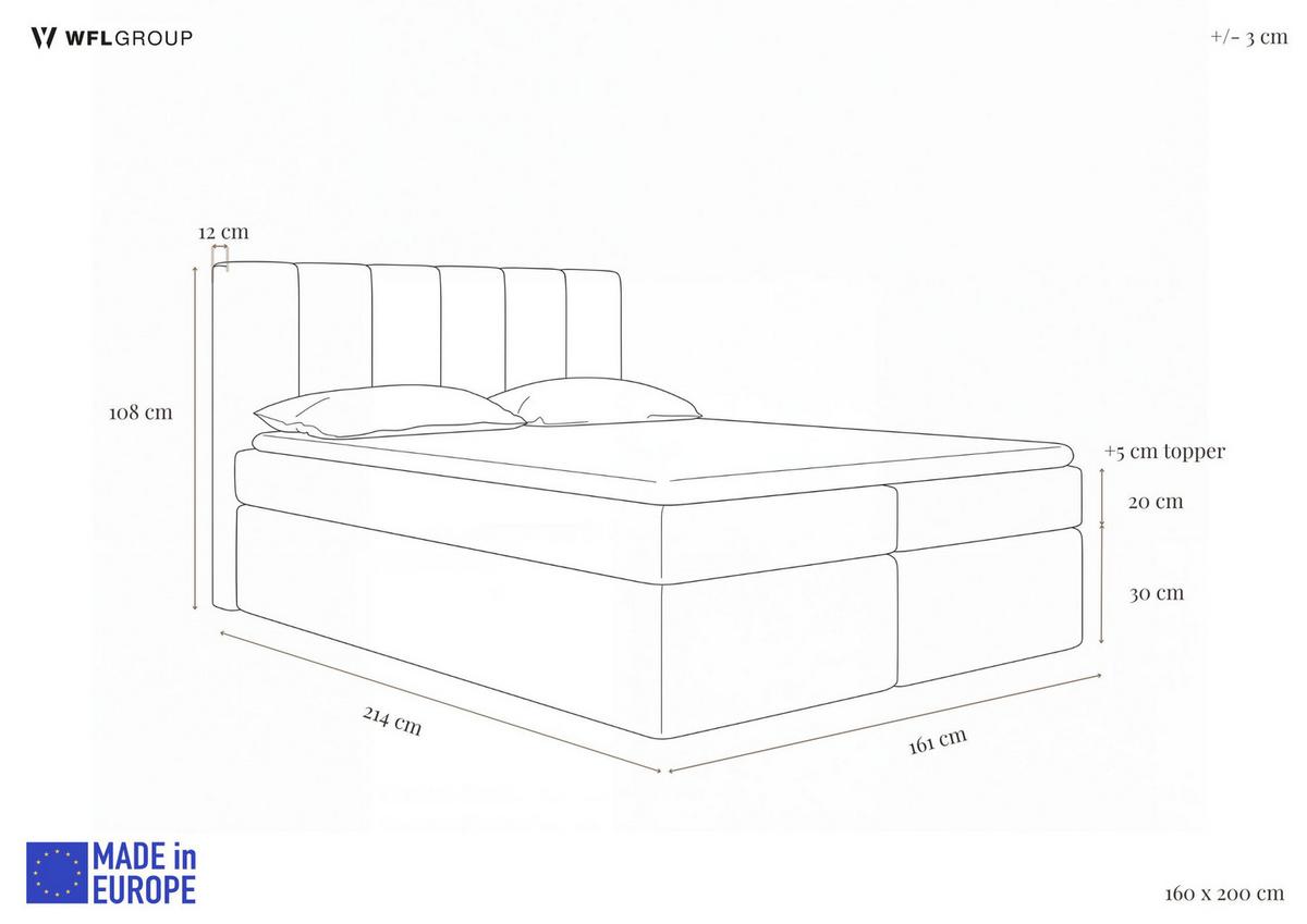 BOXBETT Amira mit Bettkasten, Samt Beige 160/200 cm – 7-Zonen Taschenfederkern-Matratze & Komfortschaum-Topper - Ecru/Beige, Holz/Holzwerkstoff (160/200cm) - WFL GROUP