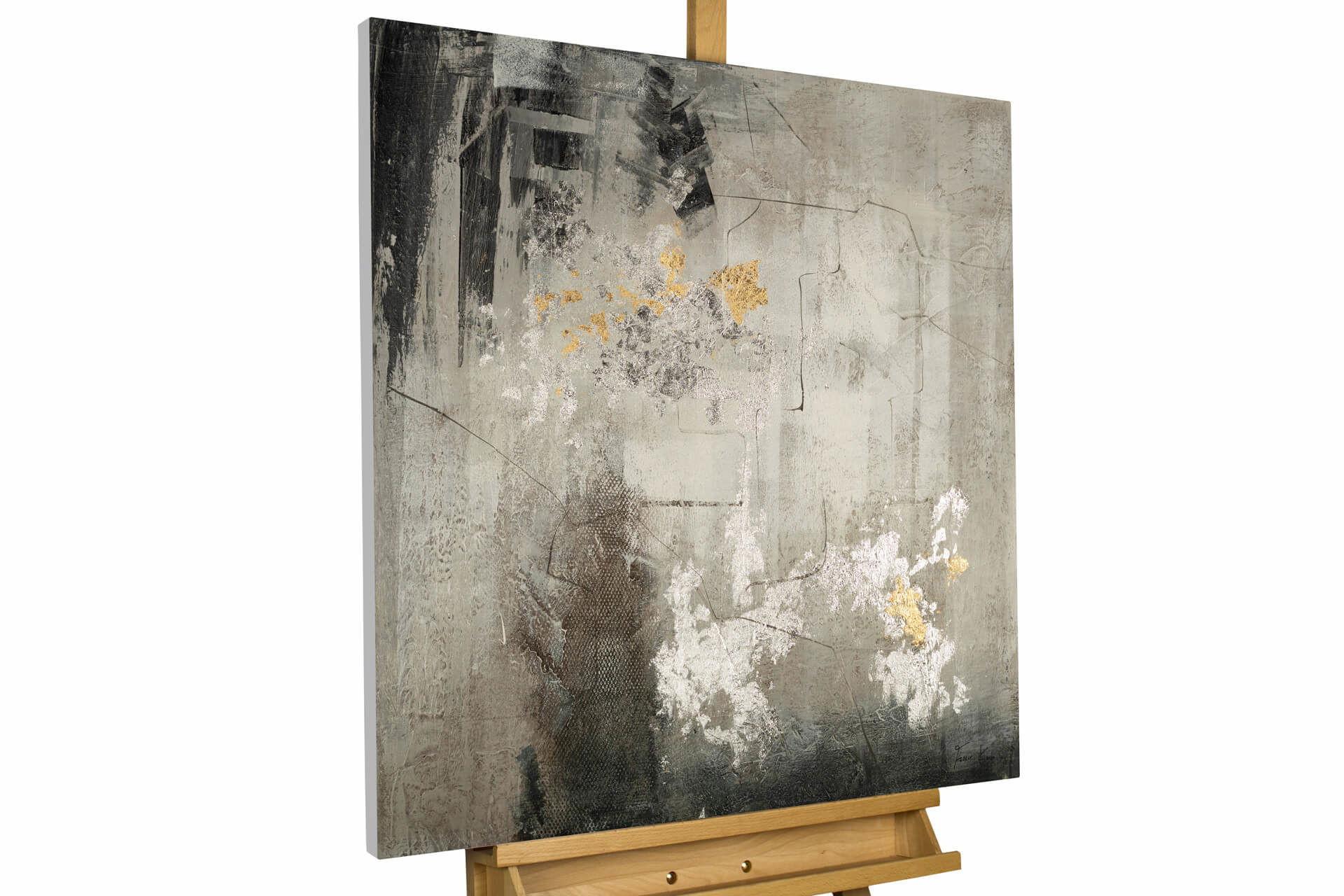 ÖLGEMÄLDE 80/80 cm - Grau, Holz/Textil (80/80cm) - KUNSTLOFT