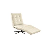 RELAXLIEGE LETICIA Weiß Leder Drehbar (360°), Relaxfunktion - Schwarz/Weiß, Leder/Metall (82/115/156cm) - KAWOLA