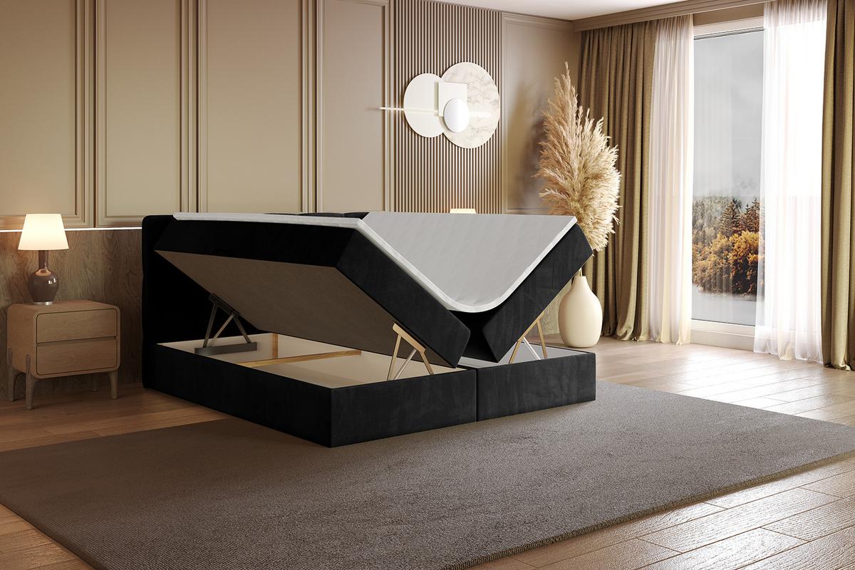 BOXBETT mit Matratze H4 und Lattenrost - LIRO - 200x200 - Schwarz Casablanca - Schwarz, Holzwerkstoff/Kunststoff (200/200cm) - ALTDECOR