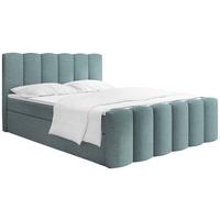 BOXBETT Serenity mit Bettkasten, Türkis Chenille 200x200 cm – inkl. H4 Taschenfederkern Matratze & Foam Topper - Türkis/Schwarz, Holz/Holzwerkstoff (200/200cm) - WFL GROUP