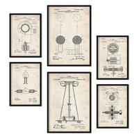 POSTER Set Mit 6 Plakaten Mit Strom 1 Patenten Im Vintage Stil A3 & A4 Rahmenlos - Klar, Papier (29/3cm) - Nacnic