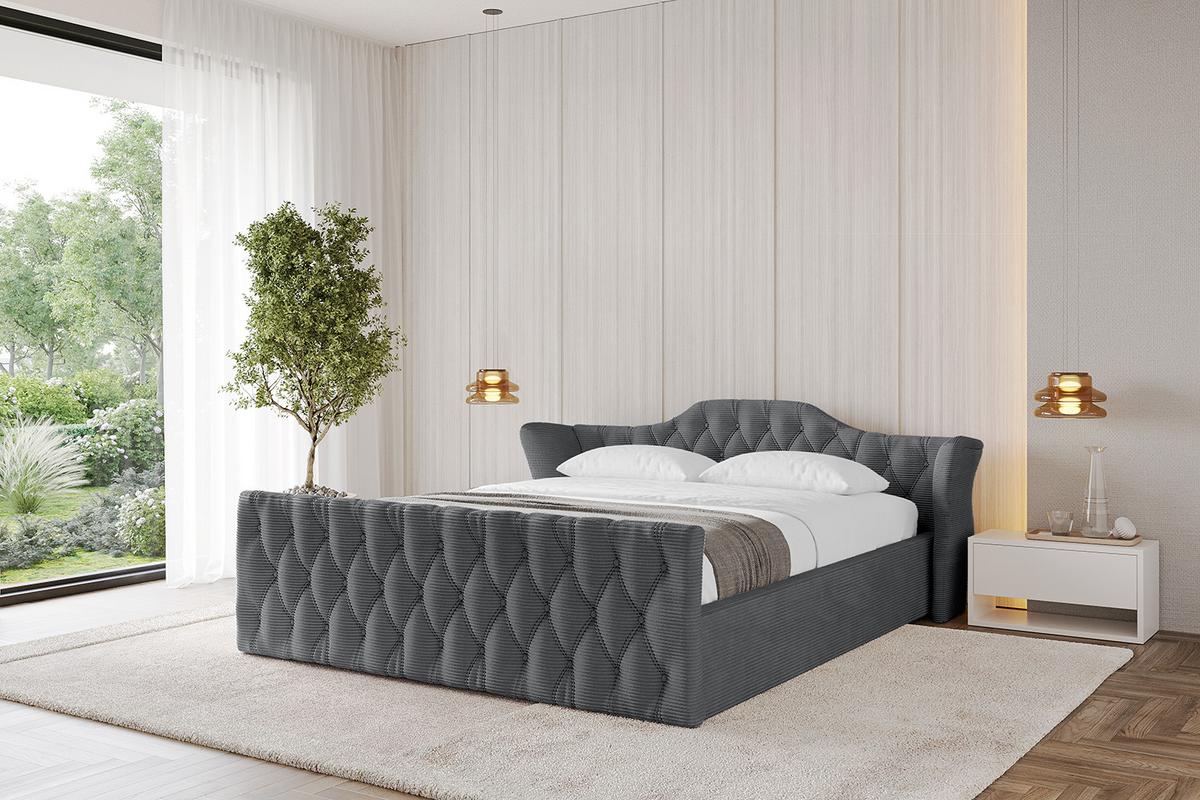 POLSTERBETT mit Bettkasten, Fußteil und Lattenrost, Boxbett ohne Matratze - ZORAN-Z-V1 120x200 Dunkelgrau - Anthrazit, Holzwerkstoff/Textil (120/200cm) - ALTDECOR