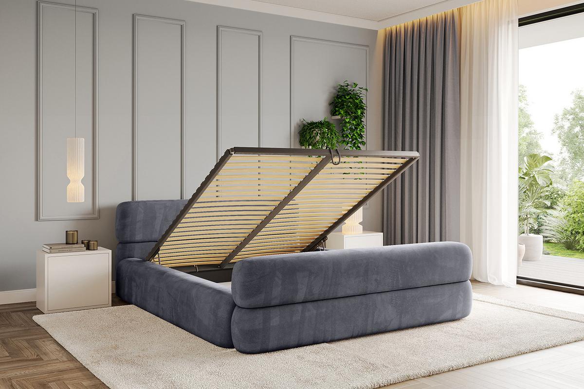 POLSTERBETT mit Bettkasten, Fußteil und Lattenrost, Boxbett mit Matratze H3/H4 - ENORA-Z-V1 180x200 Dunkelgrau - Dunkelgrau, Holzwerkstoff/Textil (180/200cm) - ALTDECOR