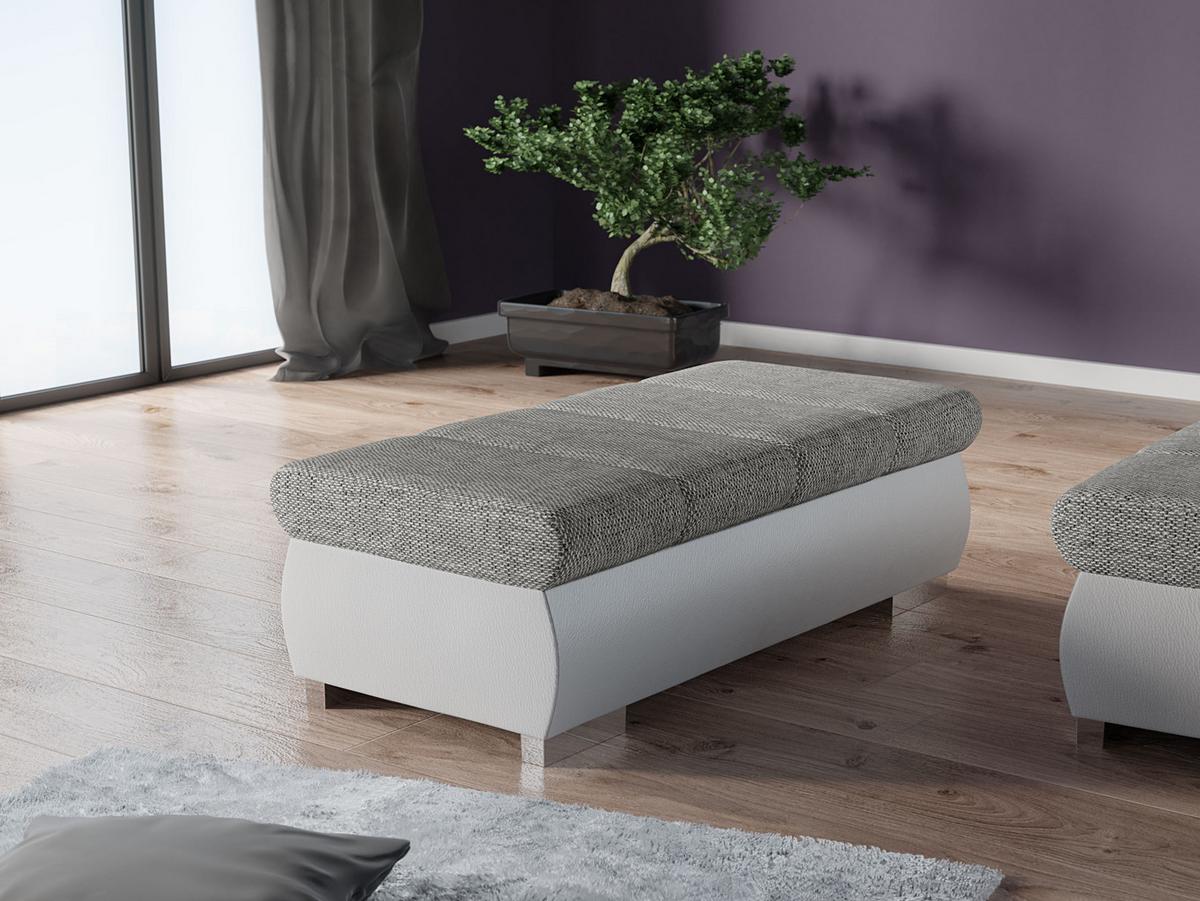 POLSTERHOCKER Bangkok Groß - Silberfarben/Weiß, Holz/Kunststoff (120/39/60cm) - MIRJAN24