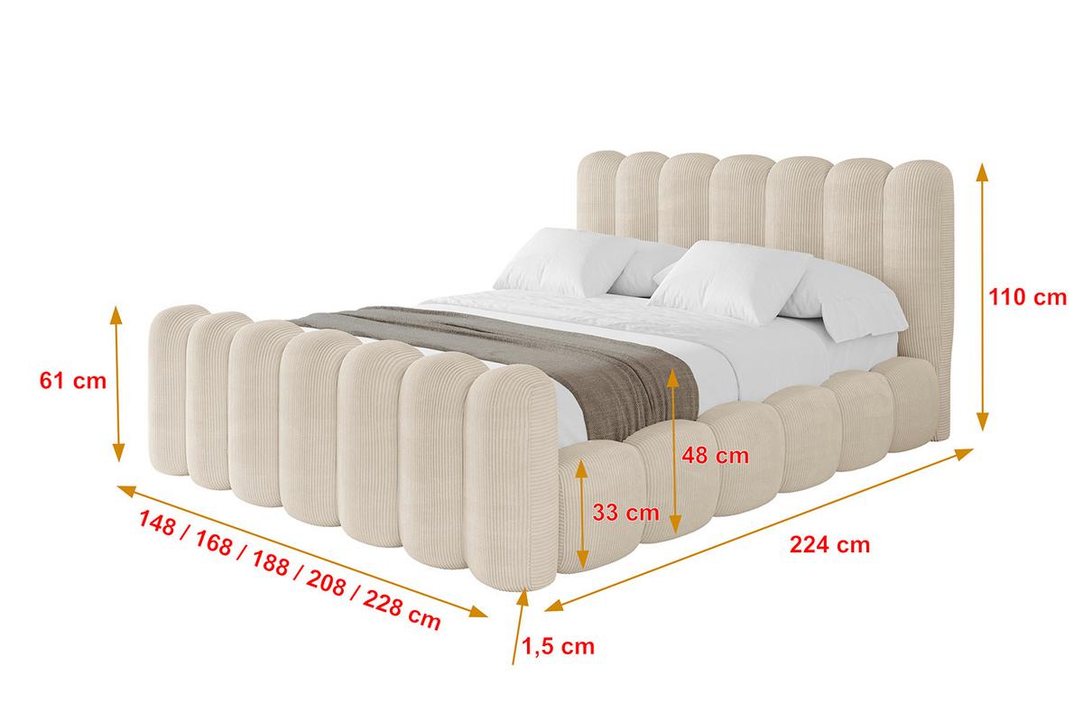 POLSTERBETT mit Bettkasten, Fußteil und Lattenrost, Boxbett ohne Matratze - SENA-Z 140x200 Beige - Creme, Holzwerkstoff/Textil (140/200cm) - ALTDECOR