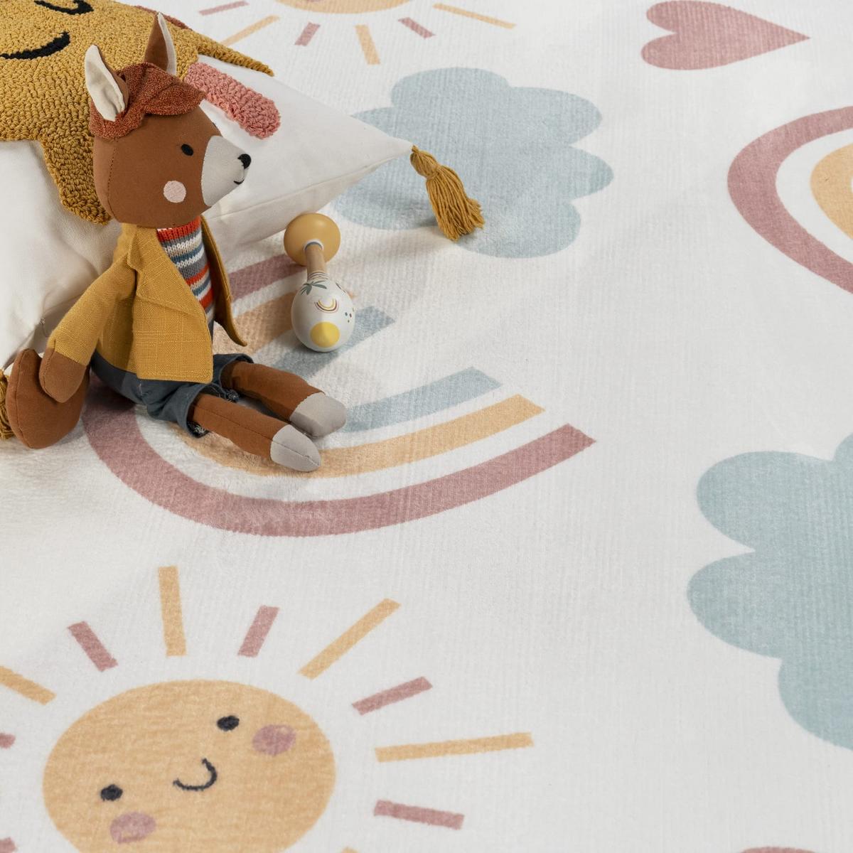 KINDERTEPPICH Waschbar, mit Regenbogen-Motiv, aus Polyester, Mehrfarbig, 140 x 200 cm - Multicolor, Textil (200/140cm) - KADIMA DESIGN