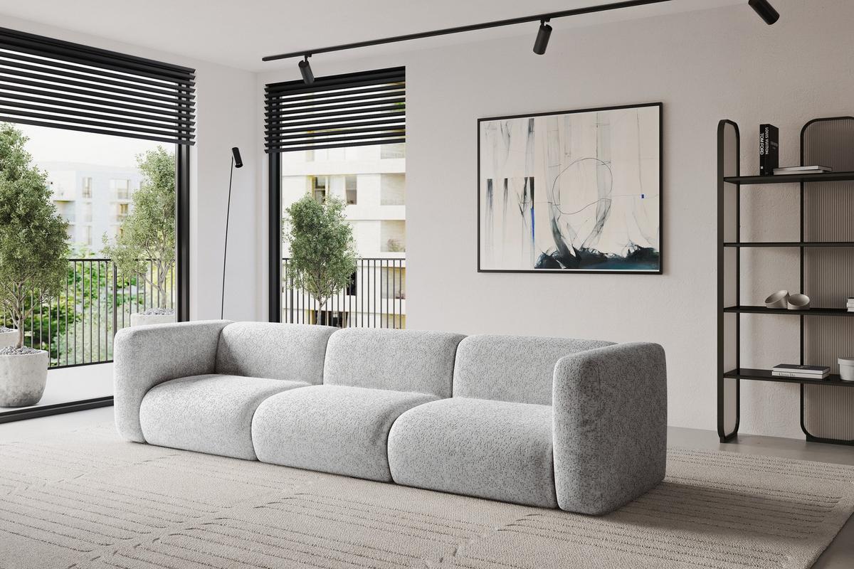 MODULARES Sofa 3-SITZER MIRA-S2 319x89x70 Grau cm Velours - Schwarz/Grau, Holzwerkstoff/Kunststoff (319/70/89cm) - ALTDECOR