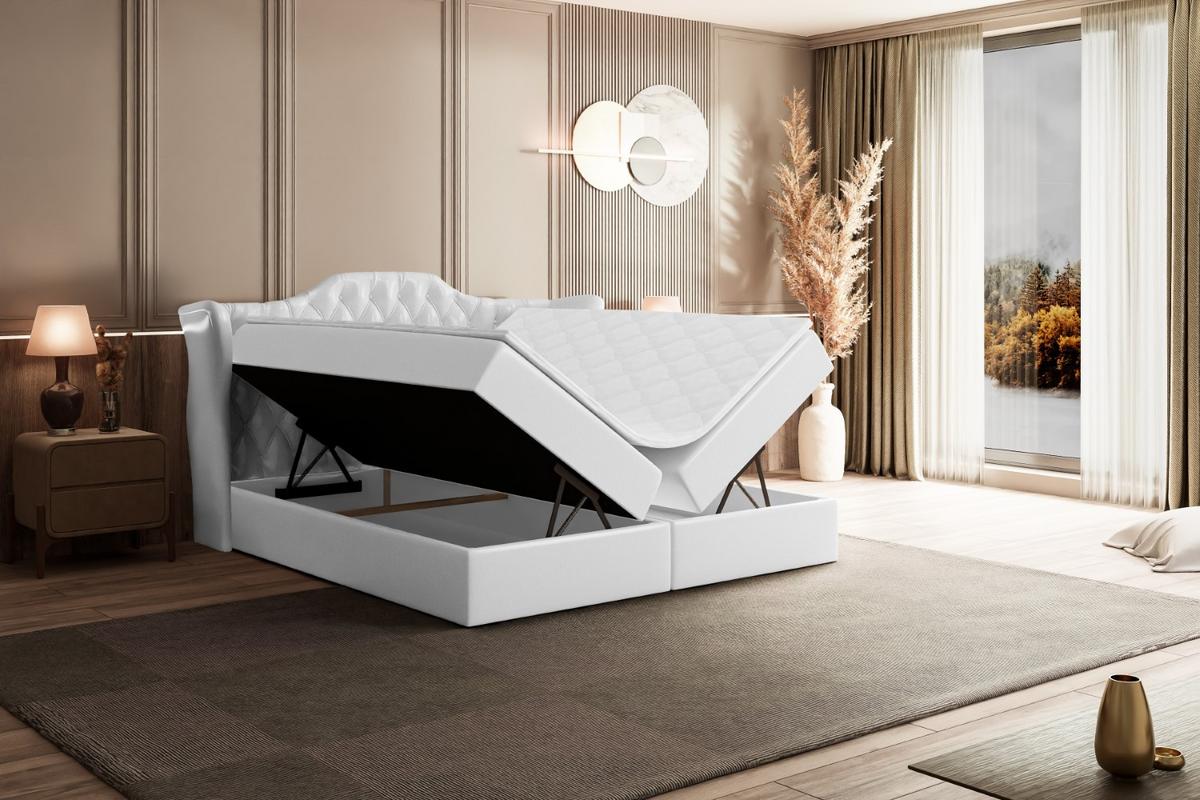 BOXBETT mit Matratze H3 und Lattenrost - VILA - 120x200 cm Weiß Hochglanz - Weiß Hochglanz, Holzwerkstoff (120/200cm) - ALTDECOR