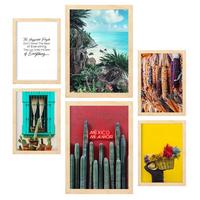 POSTER Set Mit 6 Leben In Voller Farbe A3 & A4 Rahmen Aus Hellem Holz - Beige, Papier (29/3cm) - Nacnic
