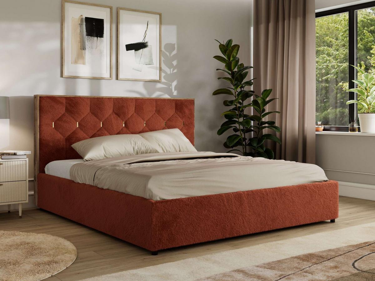 POLSTERBETT LARINO CLASSIC 160/200 - Orange Plüsch - Multipocket-Matratze - Orange, Textil (160/200cm) - MKS