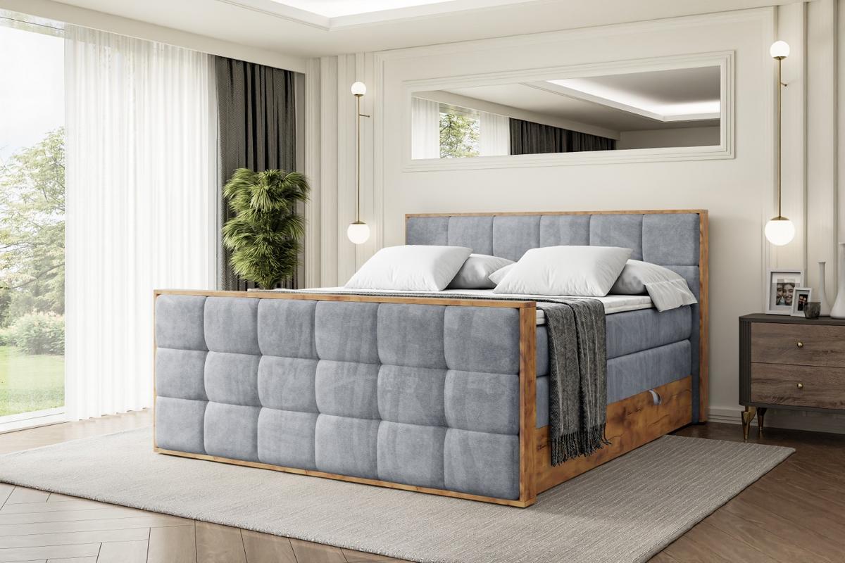 BOXSPRINGBETT mit Matratze H3|H4 und Lattenrost - LOLLI7-Z KING-200x200 - Grau Casablanca - Grau, Holzwerkstoff (200/200cm) - ALTDECOR