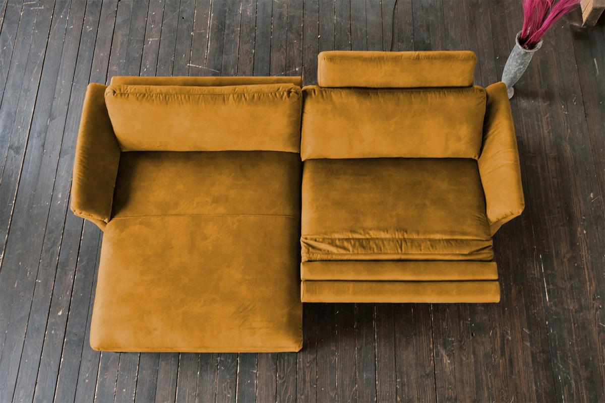 ECKSOFA MIT MOTORISCHER RELAXFUNKTION MALTA Gold Webstoff Relaxfunktion - Goldfarben/Schwarz, Buchenholz/Textil (302/175cm) - KAWOLA