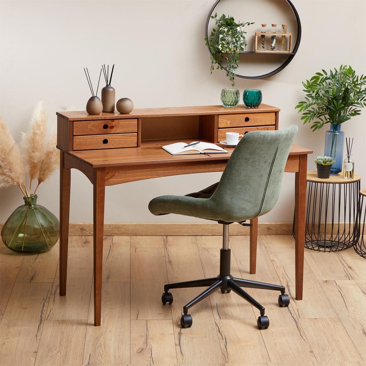 SCHEIBTISCH MILANO - Kastanienfarben, Holz (54/110/91cm) - IDIMEX