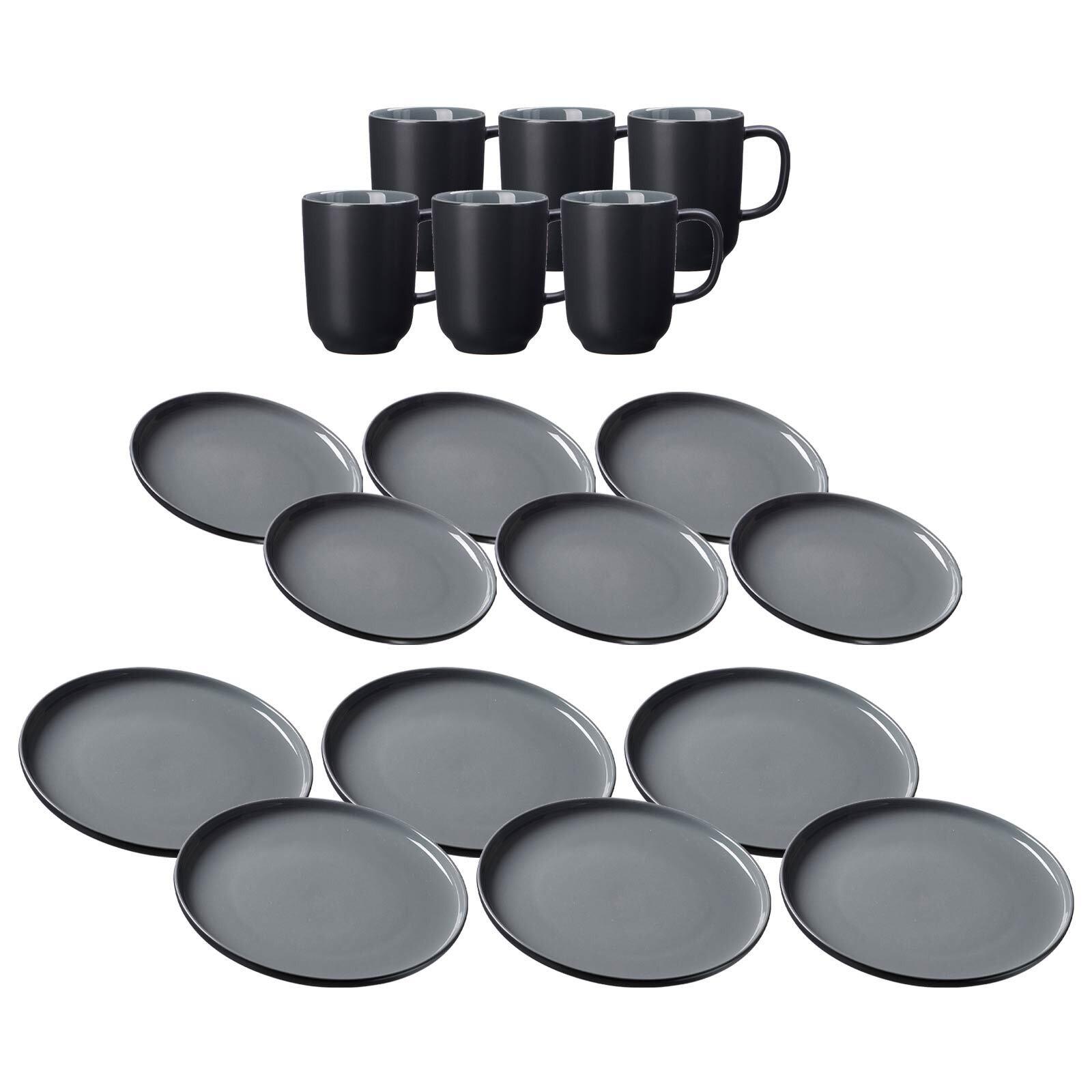 TAFELSERVICE Jasper schwarz 18er Set - Schwarz, Keramik (2/2/2cm) - Ritzenhoff Breker
