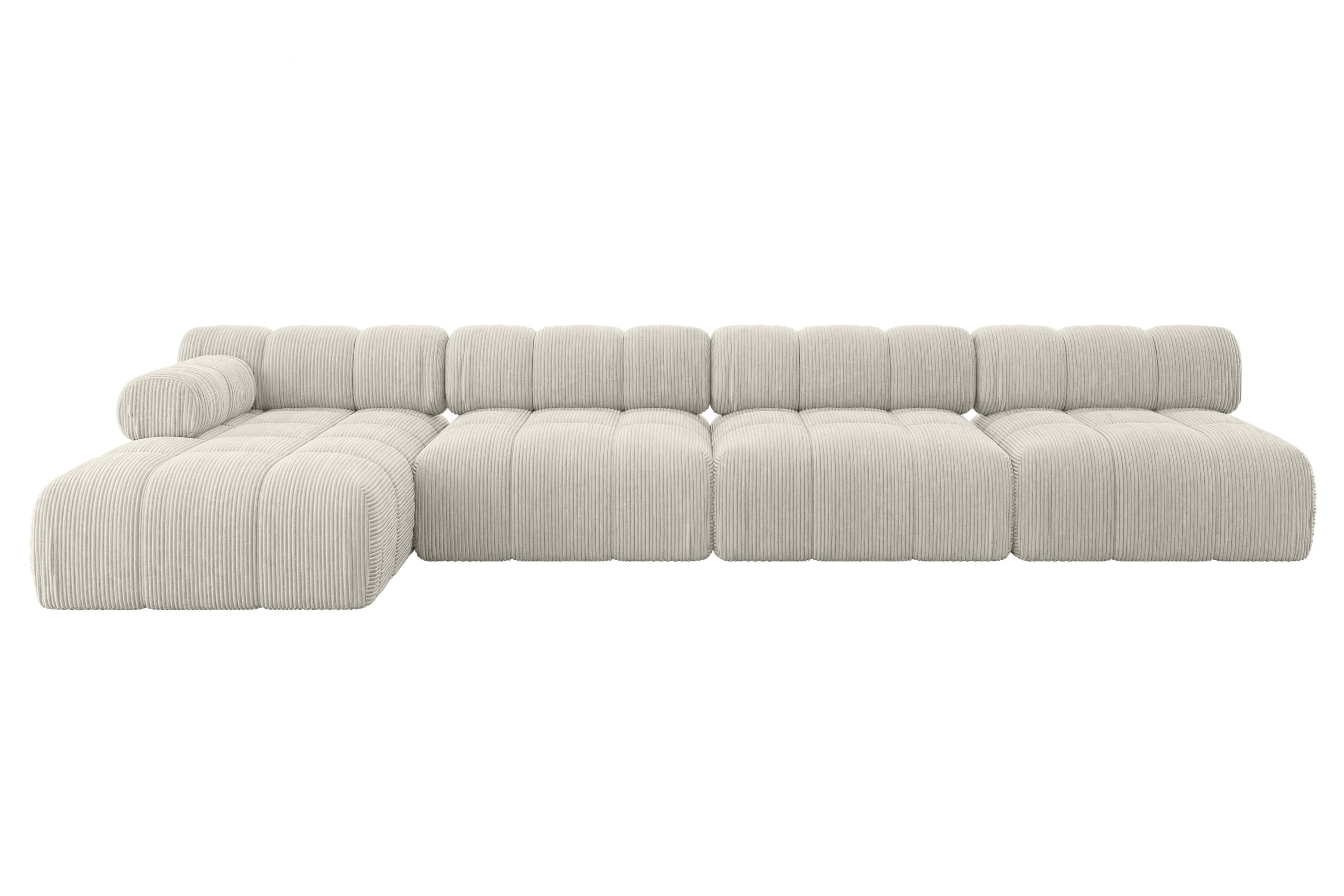 ECKSOFA modulares Sofa Razon-L3 - 380x160x70 cm Creme Cord - Hellgrau/Creme, Holzwerkstoff/Textil (380/160cm) - ALTDECOR