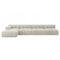 ECKSOFA modulares Sofa Razon-L3 - 380x160x70 cm Creme Cord - Hellgrau/Creme, Holzwerkstoff/Textil (380/160cm) - ALTDECOR