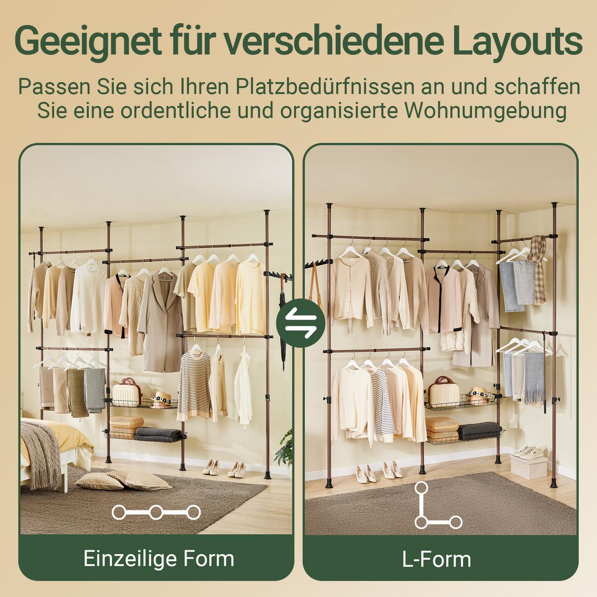TELESKOP-KLEIDERSTÄNDER Braun - Braun, Kunststoff (311/295/37cm) - SoBuy