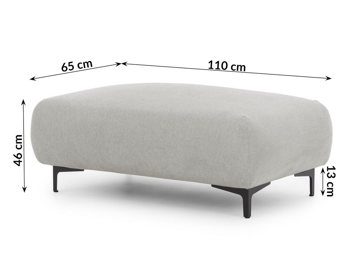 POLSTERHOCKER Cardea in Bubble-Optik aus weichem Hellgrau Strukturstoff mit hohem Sitzkomfort - Hellgrau/Schwarz, Holz/Textil (110/46/65cm) - S-Style Möbel